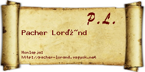 Pacher Loránd névjegykártya
